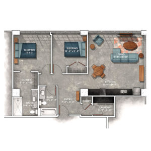 Kent Lofts 2 bedroom apartment floor plan