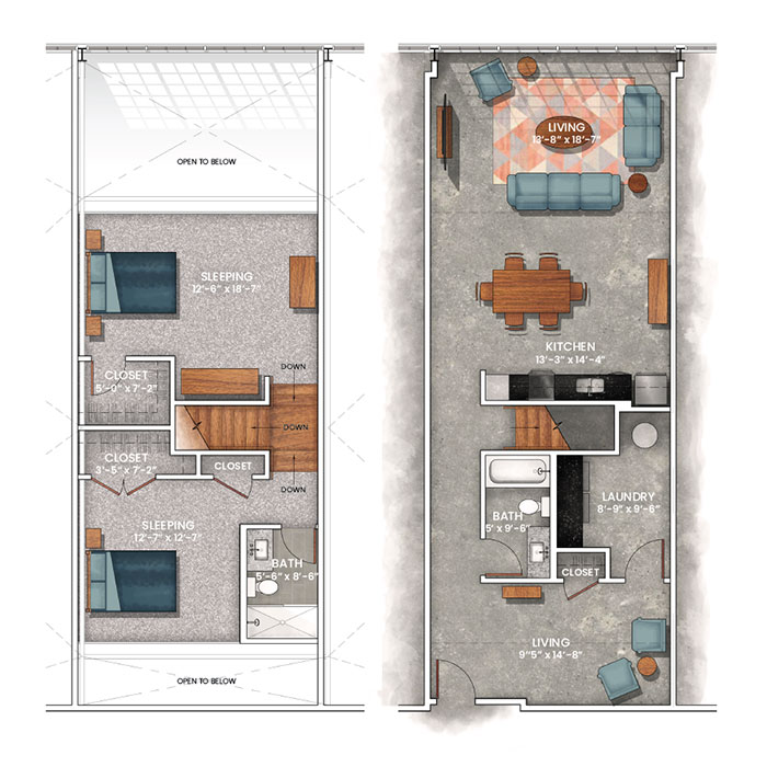 Two Bedroom Two Bath Apartment Floor Plans